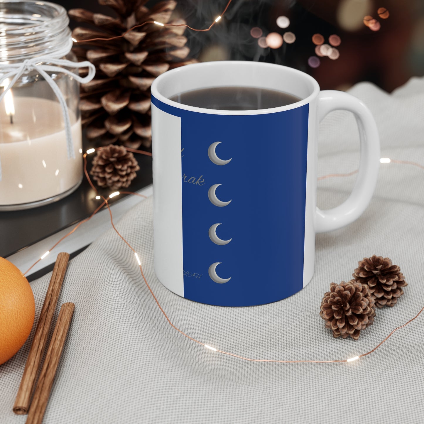 Night Sky Ceramic Mug — Crescent Moon & Stars Coffee Cup (11oz, 15oz)